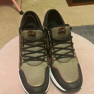 Michael Kors Black and Gold Mesh Sneakers